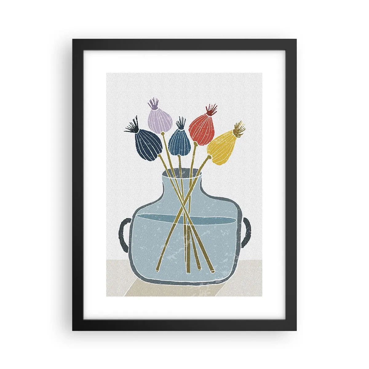 Plagát v čiernom ráme - Makové kvety - 30x40 cm