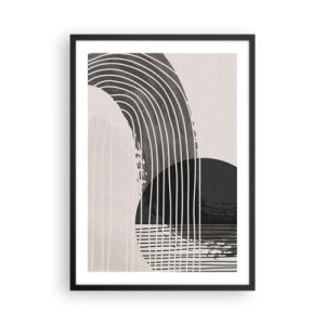 Plagát v čiernom ráme - Minimalistická abstrakcia v čiernej a bielej farbe - 50x70cm - Tam a späť - Moderná nástenná dekorácia do obývacej izby a spálne ARTTOR