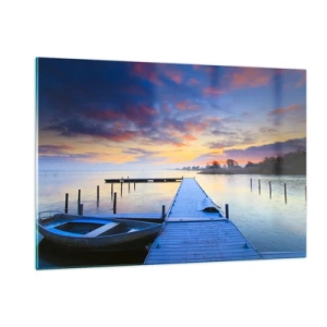 Obraz na skle - Fialovo-zlatý pokoj - 120x80 cm