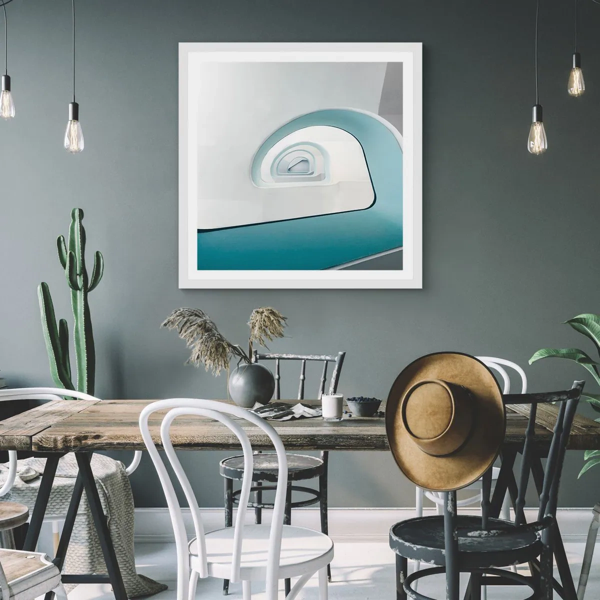 Plagát v bielom ráme - Na dno modrej - 60x60 cm