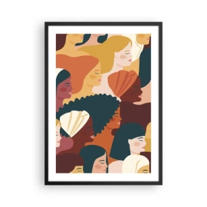 Plagát v čiernom ráme - Farebná grafika zobrazujúca ženské profily - 50x70cm - Iba ženskosť - Moderná nástenná dekorácia do obývacej izby a spálne ARTTOR