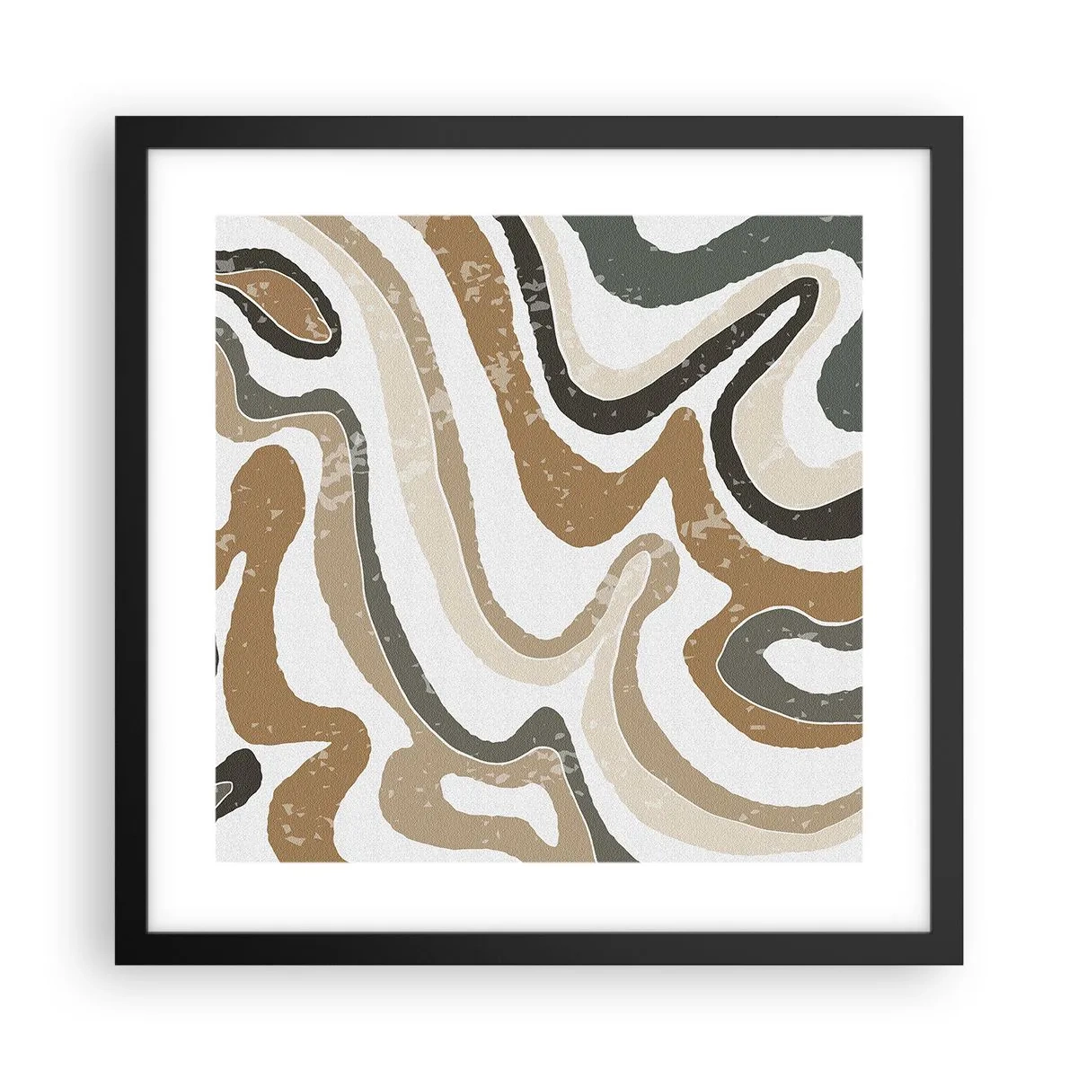 Plagát v čiernom ráme - Meandre zemitých farieb - 40x40 cm