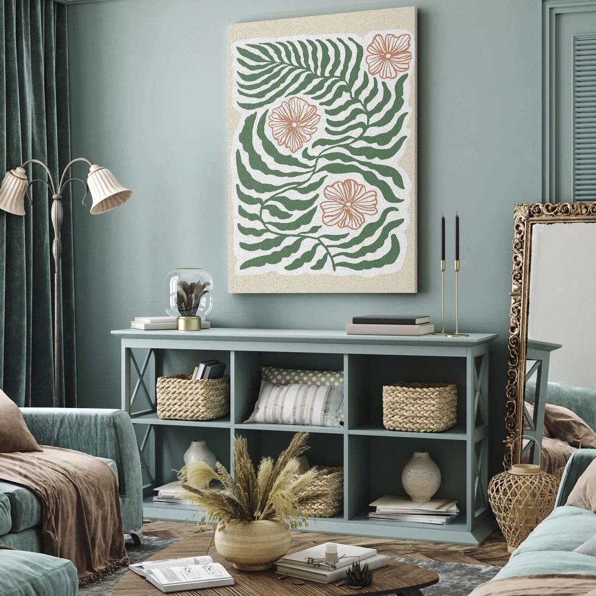 Obraz na plátne - Rozkvitnuté v zeleni - 55x100 cm