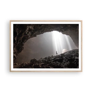 Plagát v ráme zo svetlého duba - Svetelná jaskyňa - 100x70 cm