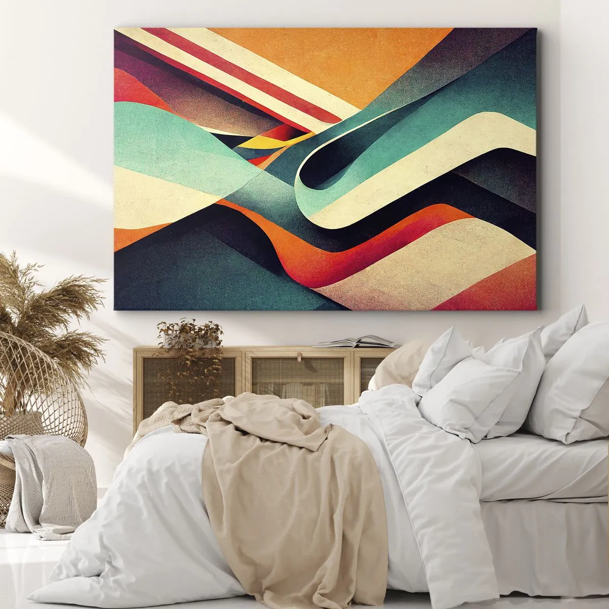 Obraz na plátne - Farebné abstraktné vlny v dynamickej kompozícii - 70x50cm - Intenzívna kompozícia - Moderná nástenná dekorácia do obývacej izby a spálne ARTTOR