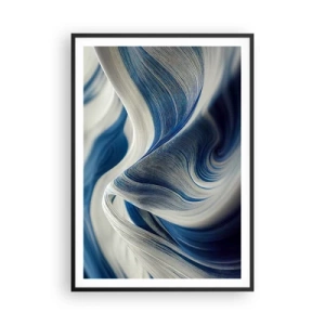 Plagát v čiernom ráme - Plynulosť modrej a bielej - 70x100 cm