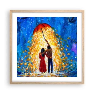 Plagát v ráme zo svetlého duba - Mágia daždivého večera? - 50x50 cm