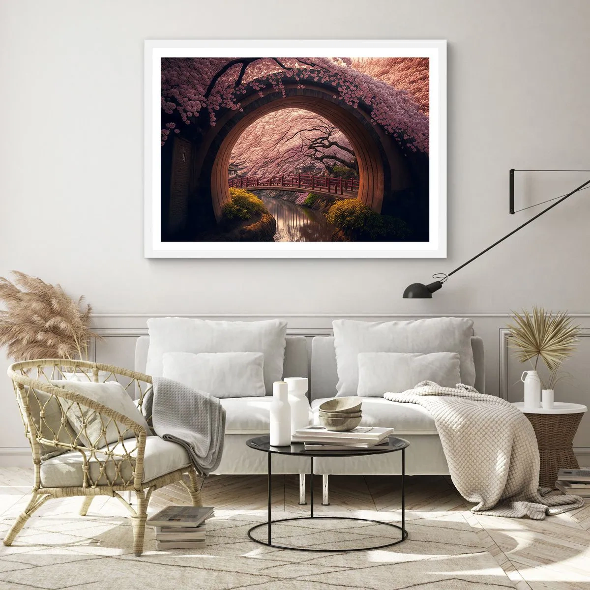 Plagát v bielom ráme - Japonská jar - 70x50 cm