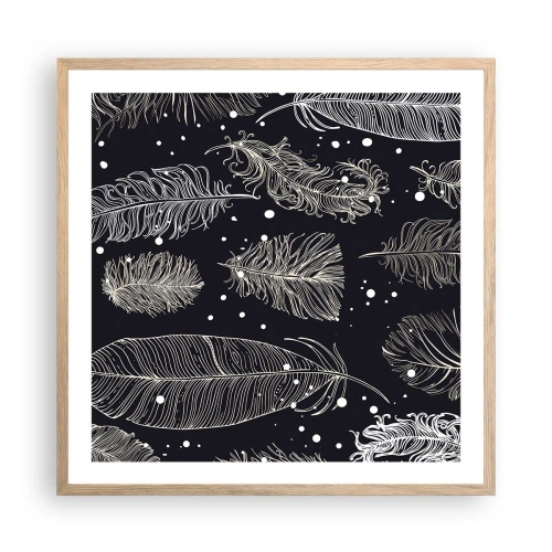 Plagát v ráme zo svetlého duba - Čipka s perím - 60x60 cm