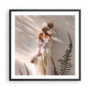 Plagát v čiernom ráme - Slnko a dievča - 60x60 cm