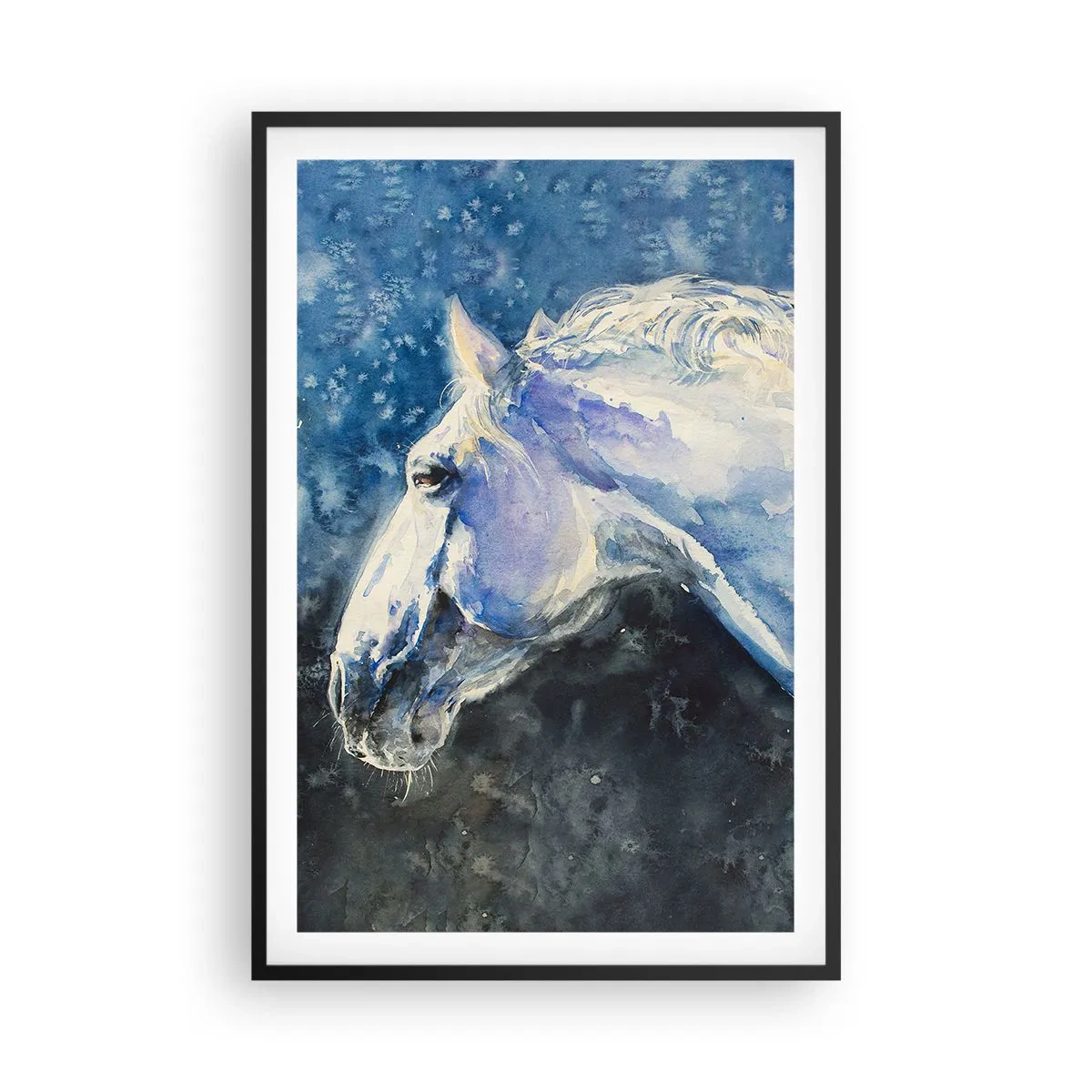 Plagát v čiernom ráme - Portrét v modrej žiare - 61x91 cm