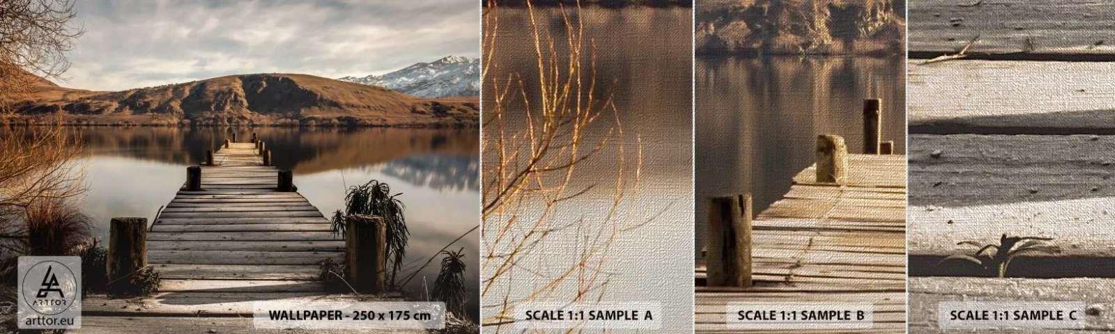 Vzorka fototapety Premium Canvas - Krajina v tichu - Krajina, Most, Jazero - 100x30 cm