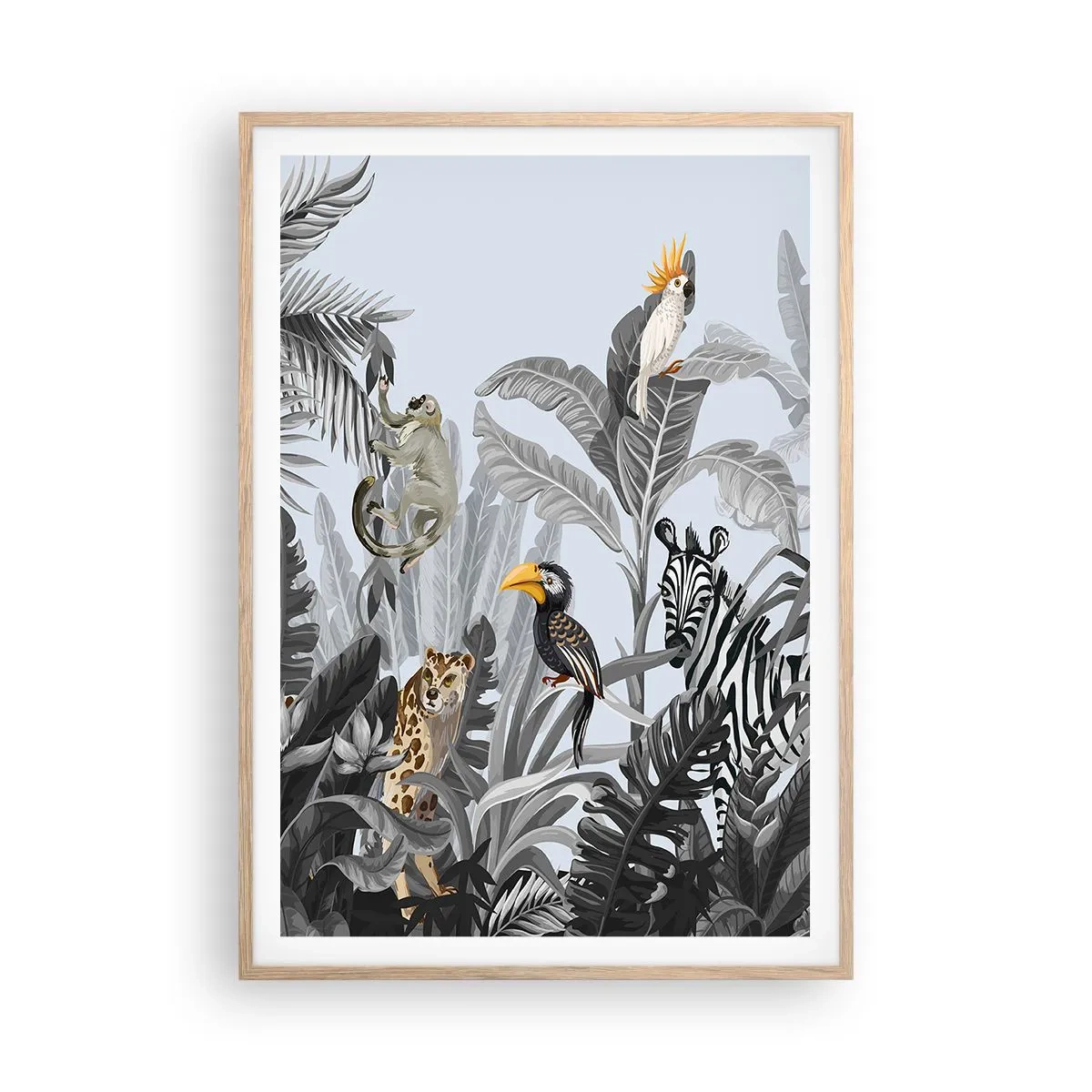 Plagát v ráme zo svetlého duba - Africká rozprávka - 70x100 cm