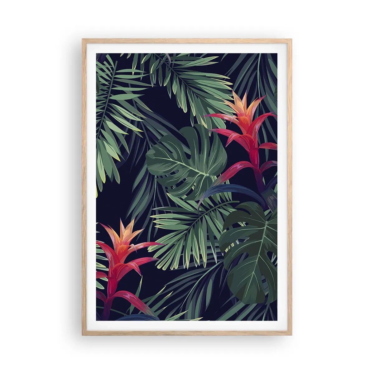 Plagát v ráme zo svetlého duba - Vzplanúť v zelenom - 70x100 cm