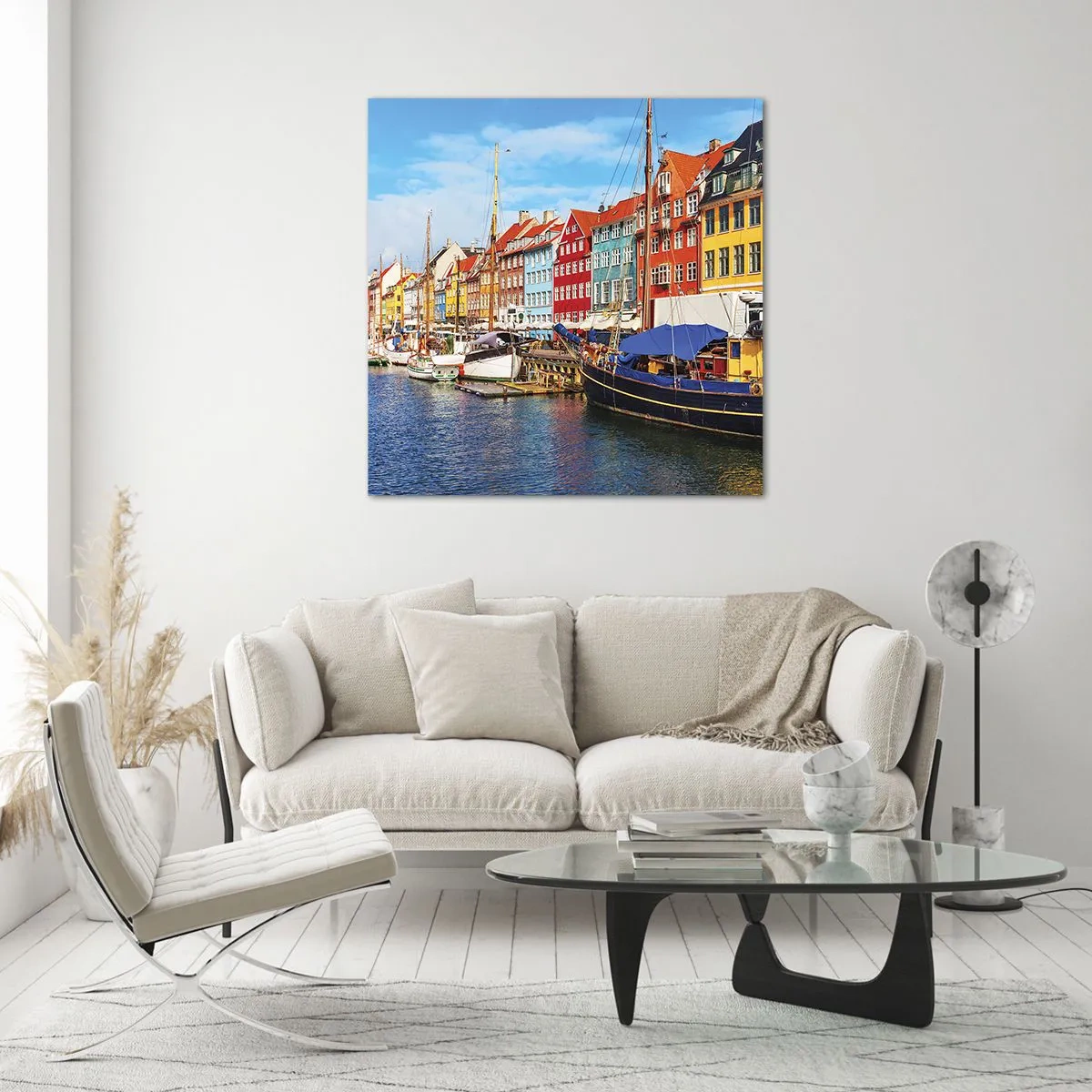 Obraz na skle - Radostné nábrežie - 70x70 cm