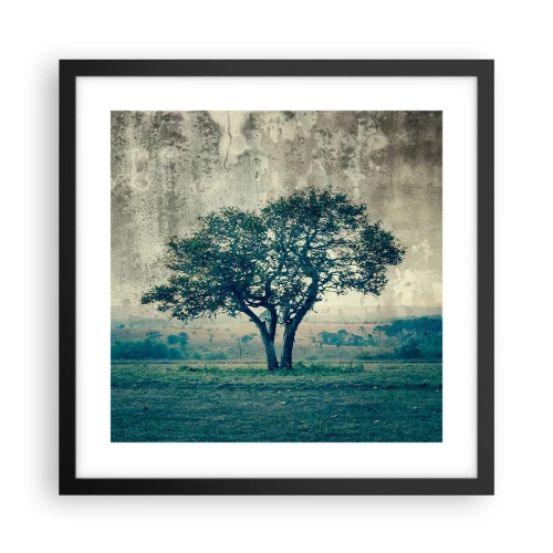 Plagát v čiernom ráme - Jabloň na modrom poli? - 40x40 cm