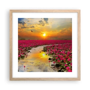 Plagát v ráme zo svetlého duba - Tajomný život jazera - 40x40 cm