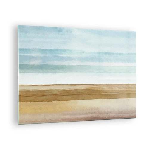 Obraz na skle - Minimalistická pláž v pastelovom akvarelovom štýle - 70x50cm - Utešenie - Moderná nástenná dekorácia do obývacej izby a spálne ARTTOR