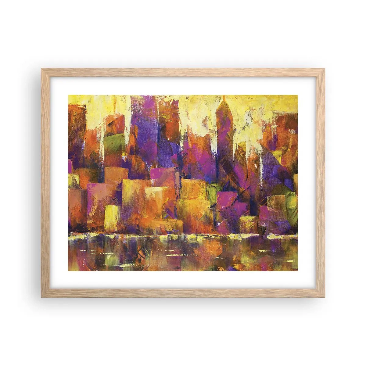 Plagát v ráme zo svetlého duba - Metropolitná kompozícia - 50x40 cm