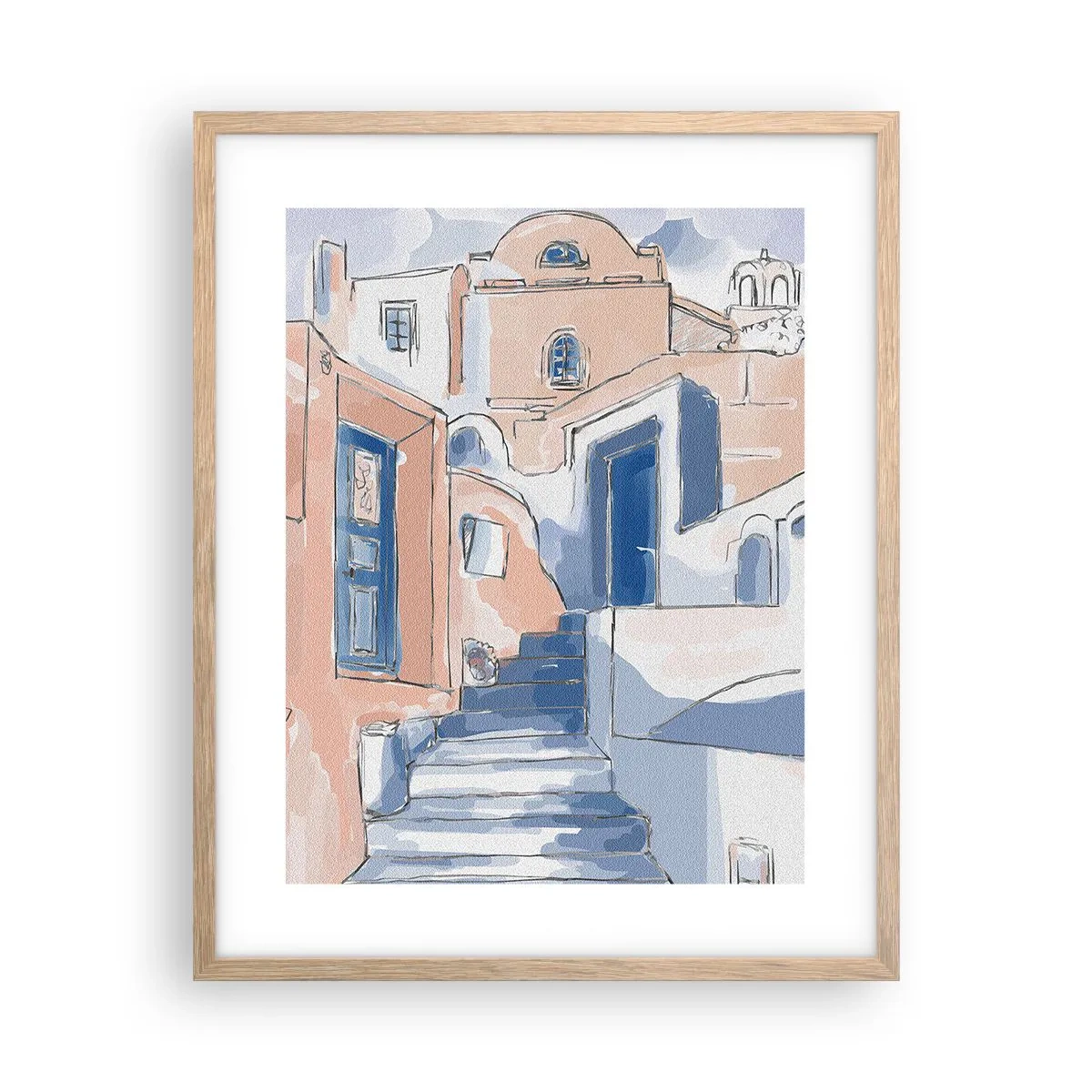 Plagát v ráme zo svetlého duba - Exotické mesto - 40x50 cm