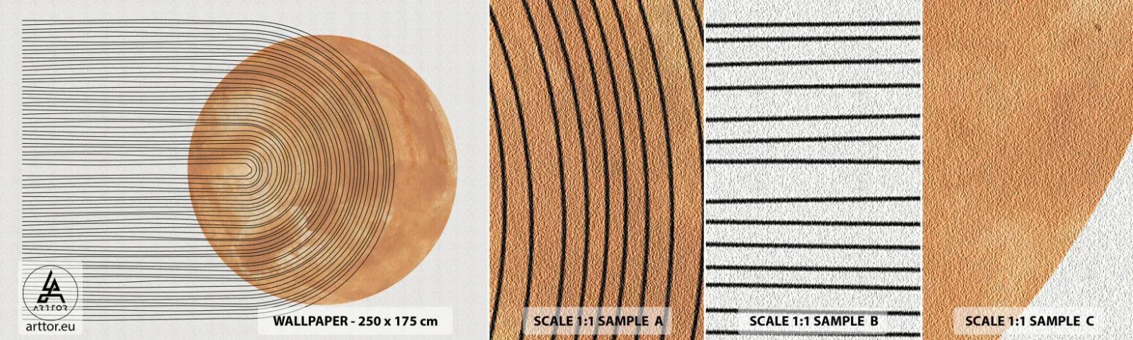 Vzorka samolepiacej fototapety Deluxe Sticker - Slnečná kompozícia - Boho, slnko, Minimalizmus - 100x30 cm