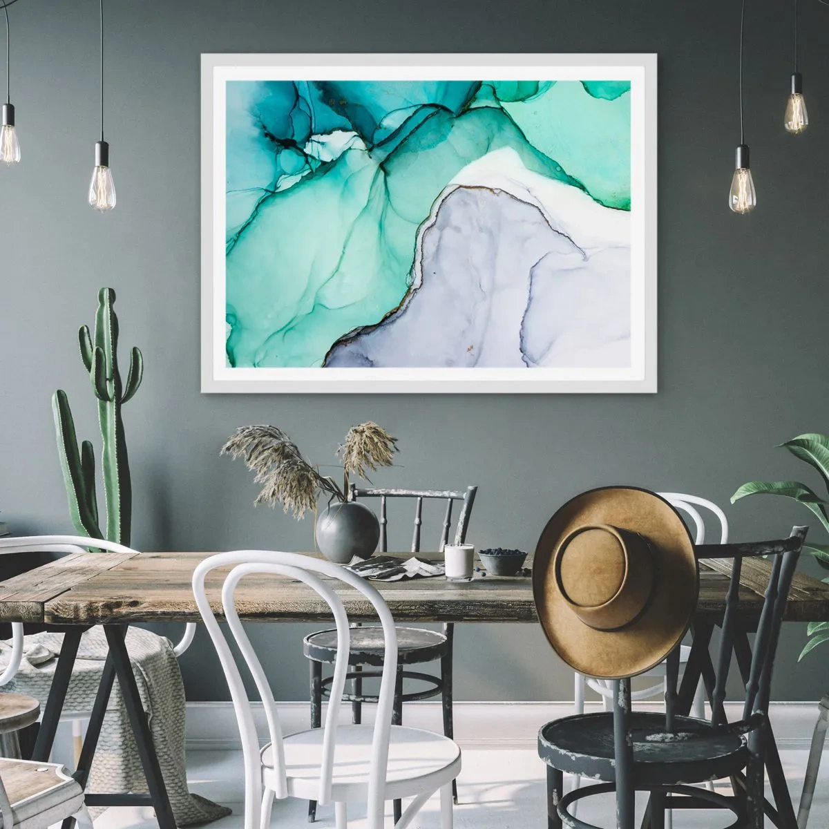 Plagát v bielom ráme - Štúdia v tyrkysovej - 91x61 cm