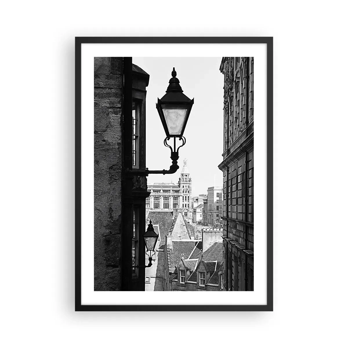 Plagát v čiernom ráme - Čaro úzkych uličiek - 50x70cm - Edinburský príbeh - Moderná nástenná dekorácia do obývacej izby a spálne ARTTOR