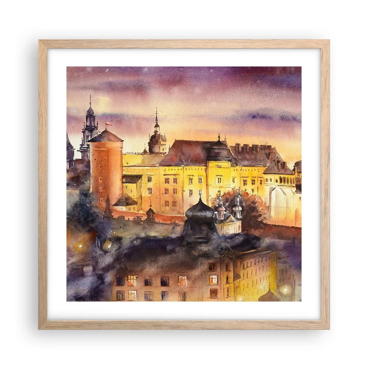 Plagát v ráme zo svetlého duba - Dejiny a rozprávka - 50x50 cm