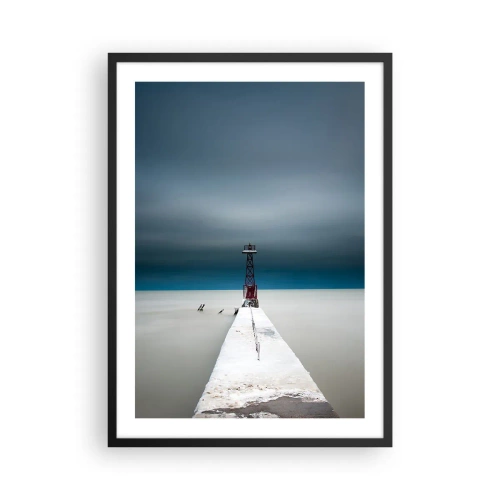 Plagát v čiernom ráme - Maják na konci móla v minimalistickom štýle - 50x70cm - Stretnúť sa s nekonečnom - Moderná nástenná dekorácia do obývacej izby a spálne ARTTOR
