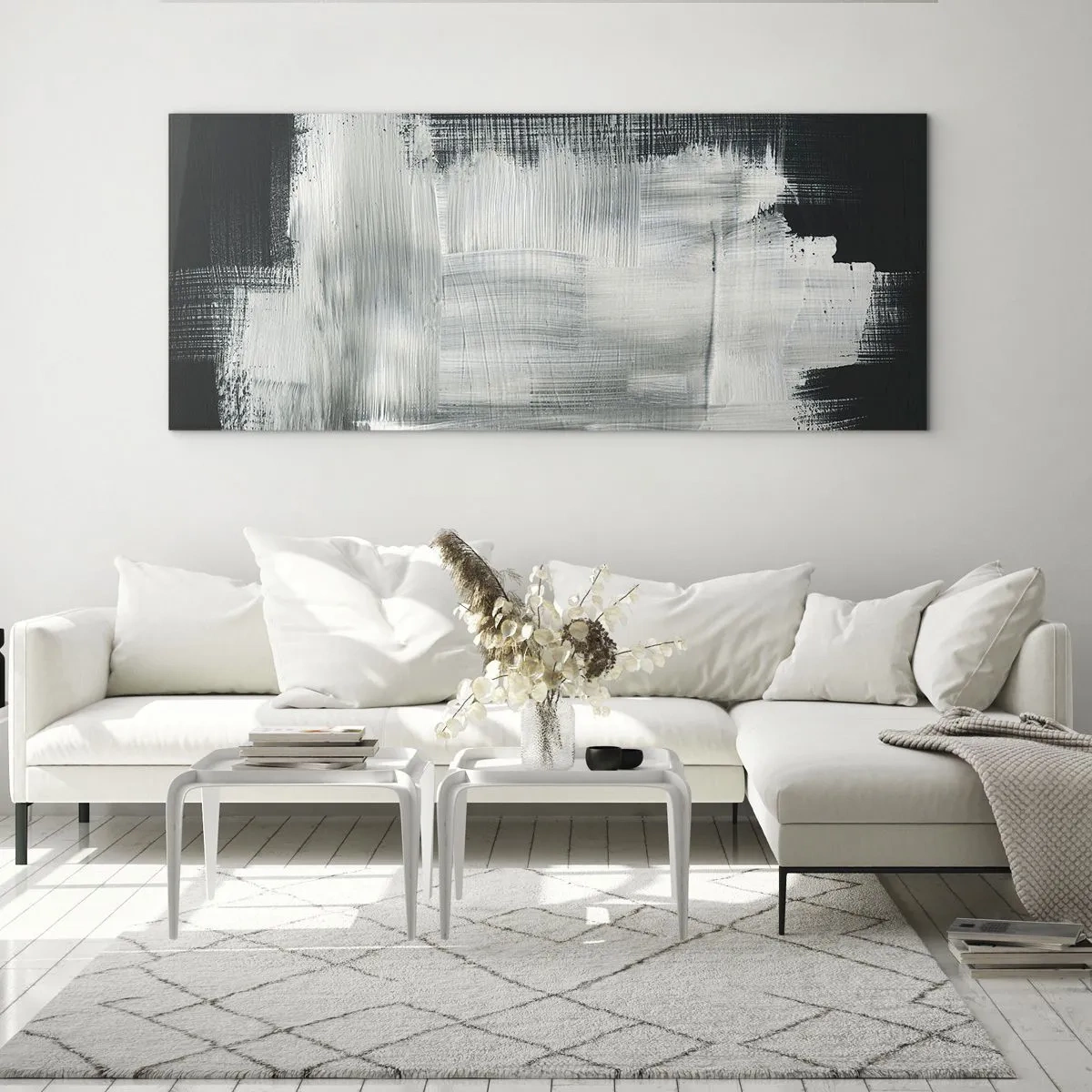 Obraz na skle - Utkané zvisle a vodorovne - 90x30 cm