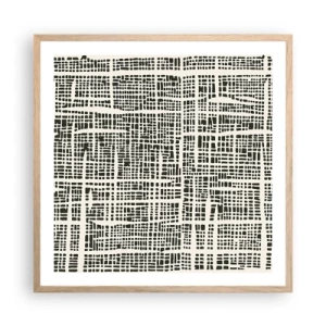 Plagát v ráme zo svetlého duba - Tkaná kompozícia - 60x60 cm