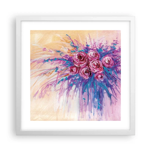 Plagát v bielom ráme - Ružová fontána - 40x40 cm