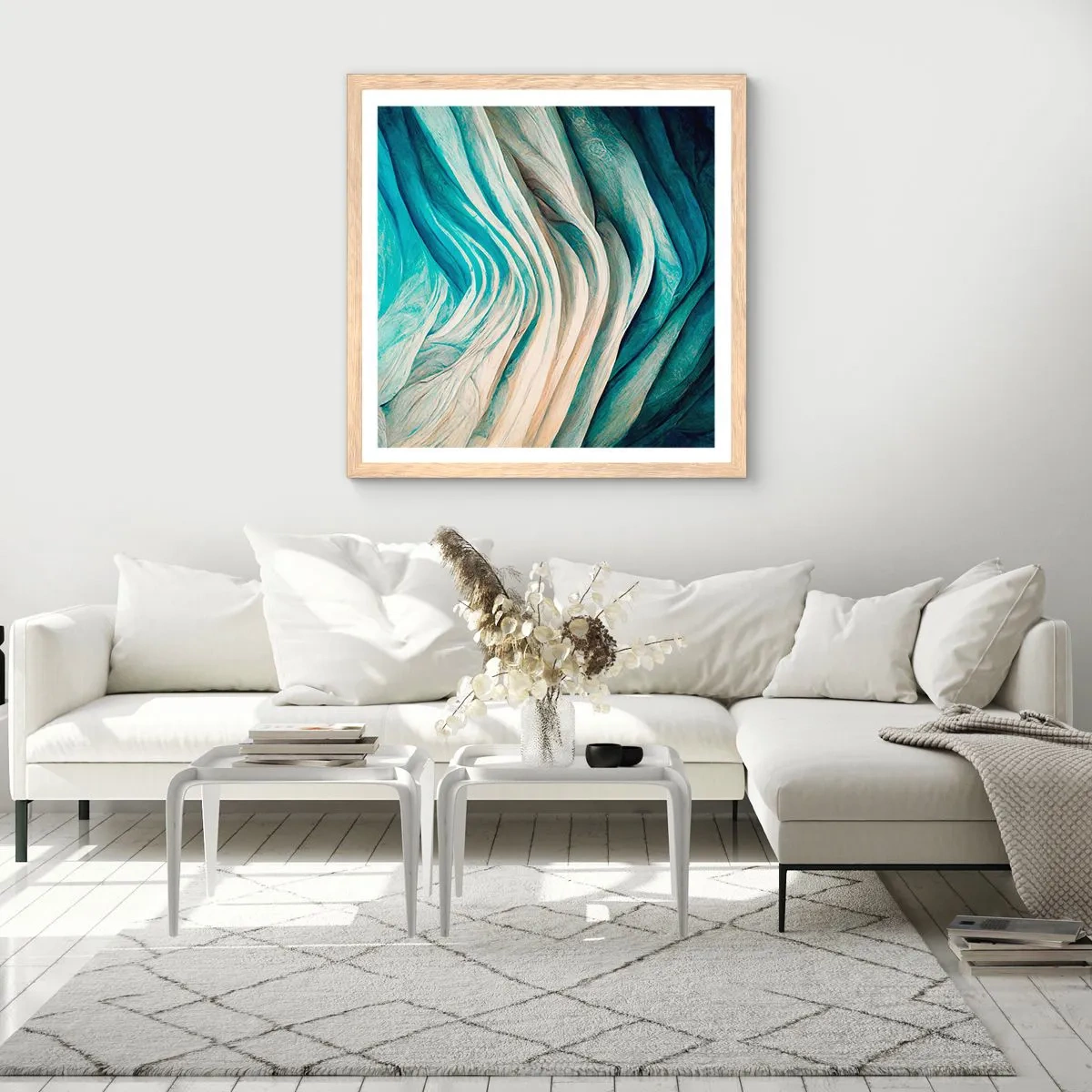 Plagát v ráme zo svetlého duba - Modrá neukojiteľnosť - 60x60 cm