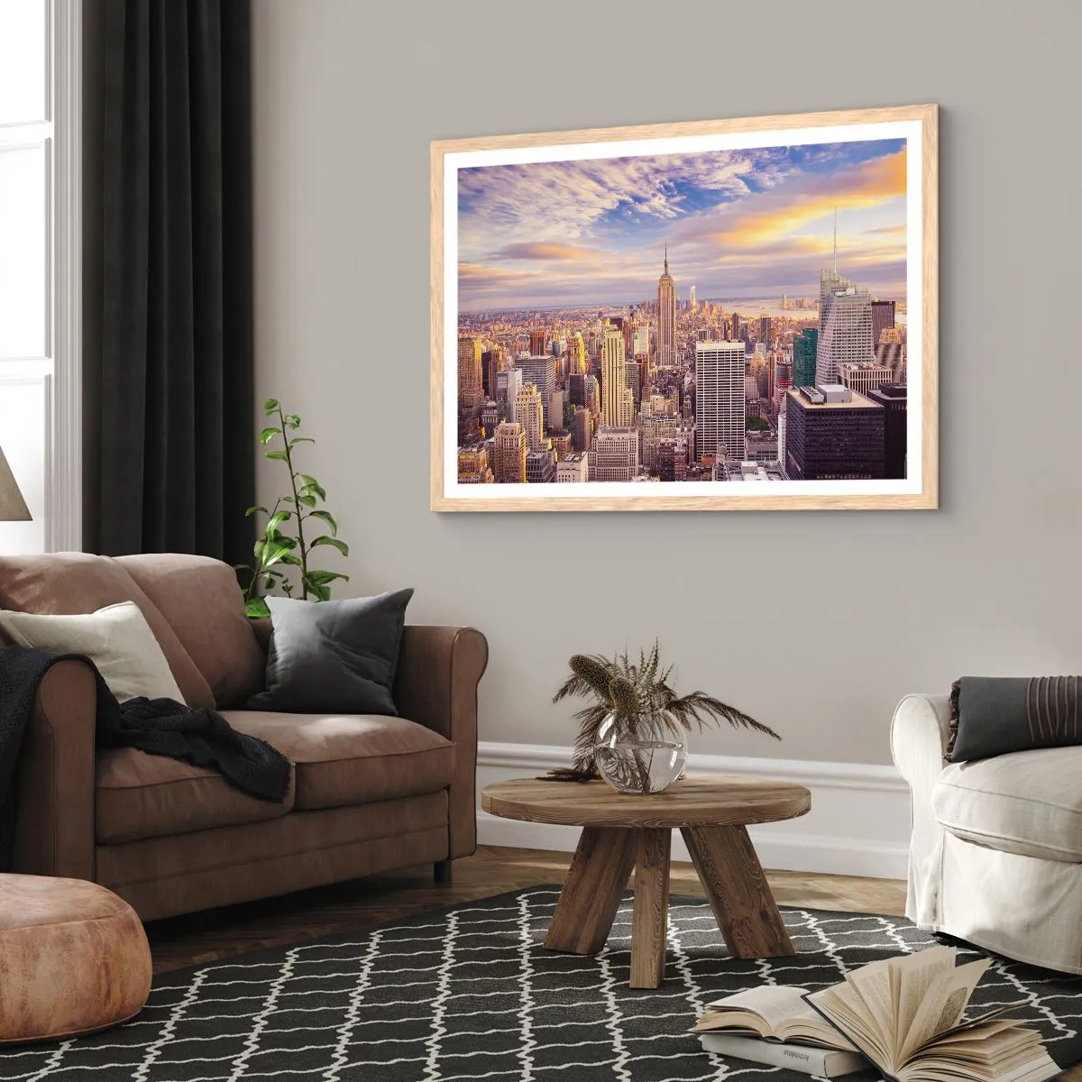 Plagát v ráme zo svetlého duba - Dosiahnuť samotné oblaky - 100x70 cm