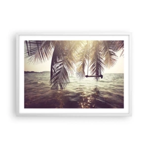 Plagát v bielom ráme - Hojdať sa ľubovoľne v oblakoch - 70x50 cm