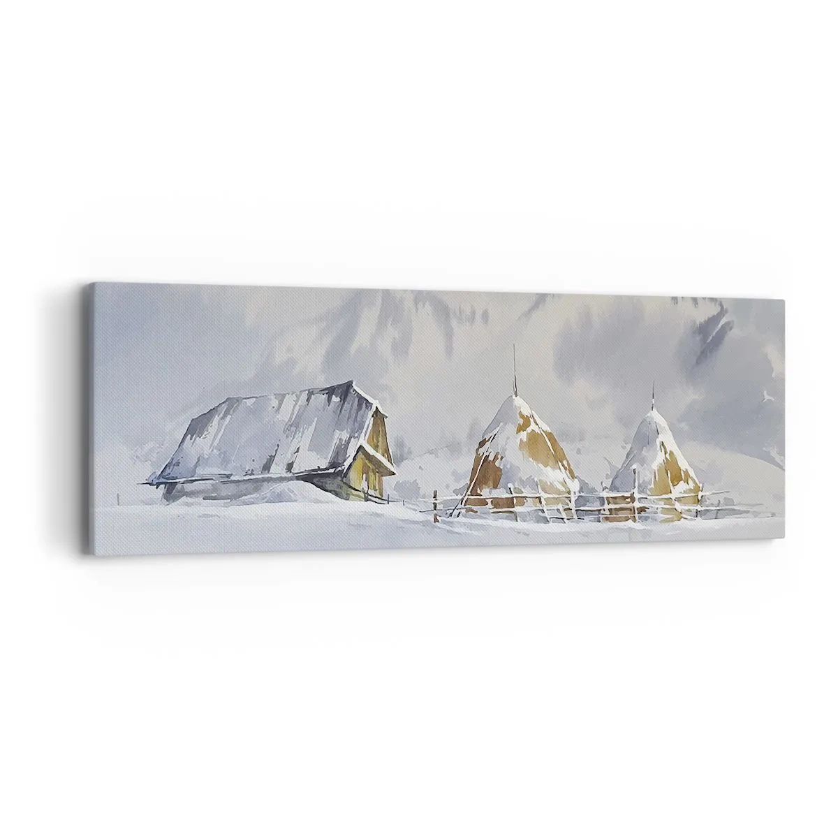 Obraz na plátne - V zasneženom údolí - 90x30 cm