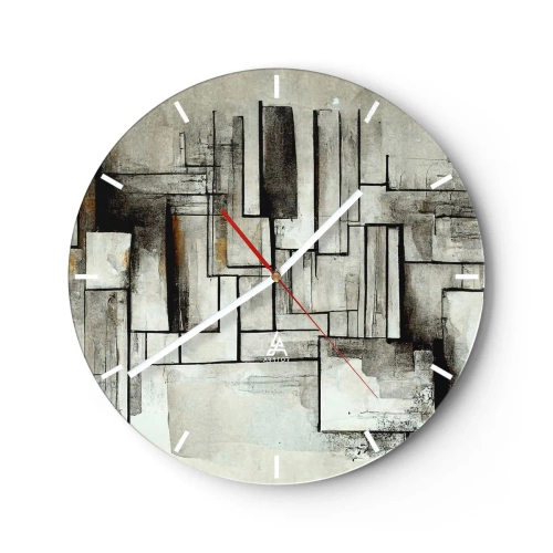 Nástenné hodiny - Geometrická kompozícia obdĺžnikov v tlmených farbách. - 30x30cm - Sila jednoduchosti - Moderná nástenná dekorácia do obývacej izby, kuchyne a spálne ARTTOR