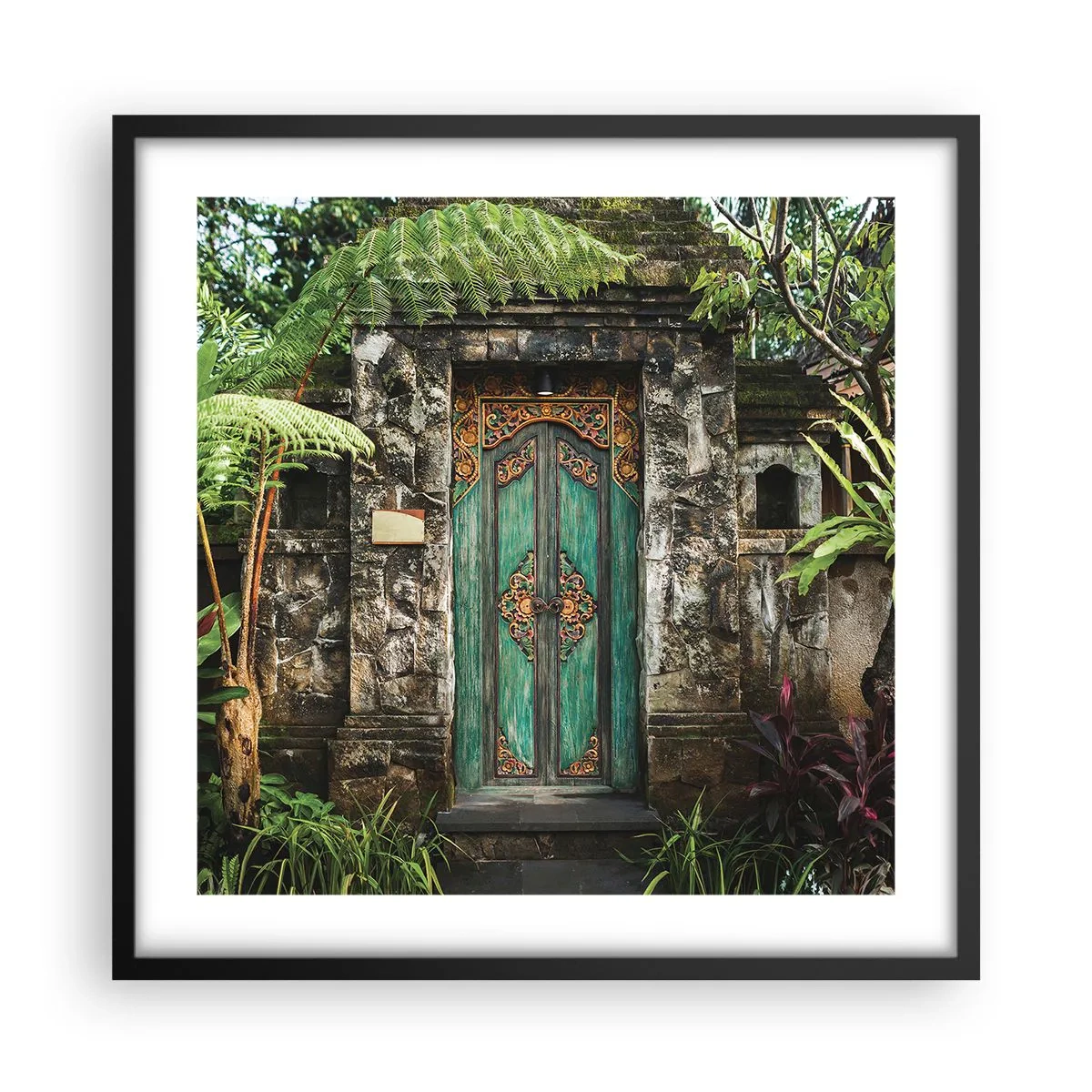 Plagát v čiernom ráme - Dvere do exotického sveta - 50x50 cm