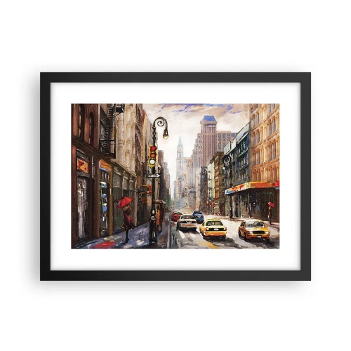 Plagát v čiernom ráme - New York – farebný aj v daždi - 40x30 cm