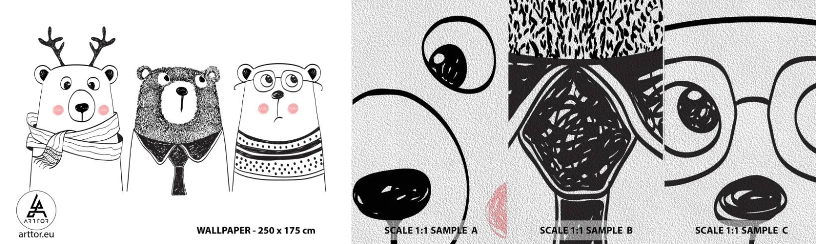 Vzorka fototapety Premium Sand - Medveď, medvedík a macko - Pre deti, Medveď, Ilustračné - 100x30 cm