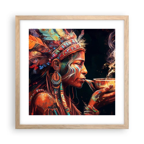 Plagát v ráme zo svetlého duba - Magický rituál - 40x40 cm