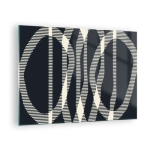 Obraz na skle - Geometrické línie v odtieňoch čiernej a béžovej - 70x50cm - Pokus o prelomenie temnoty - Moderná nástenná dekorácia do obývacej izby a spálne ARTTOR