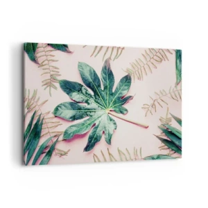 Obraz na plátne - Štúdia zelenej na ružovom pozadí - 100x70 cm