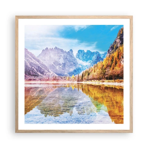 Plagát v ráme zo svetlého duba - A v horách už je jeseň - 60x60 cm