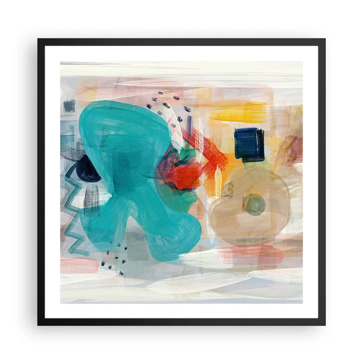 Plagát v čiernom ráme - Farebná hra - 60x60 cm