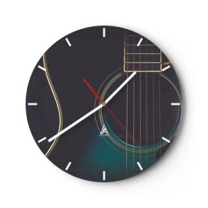 Nástenné hodiny - Detail rezonančnej dosky akustickej gitary - 30x30cm - Okamih, než to zaznie - Moderná nástenná dekorácia do obývacej izby, kuchyne a spálne ARTTOR