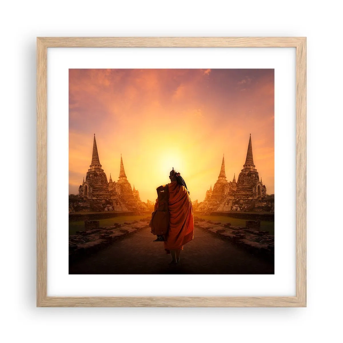 Plagát v ráme zo svetlého duba - V kľude večnosťou - 40x40 cm