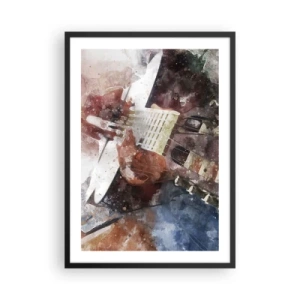 Plagát v čiernom ráme - Umelecké zobrazenie gitary v akvarelovom štýle - 50x70cm - Čo si o tom myslíš? - Moderná nástenná dekorácia do obývacej izby a spálne ARTTOR