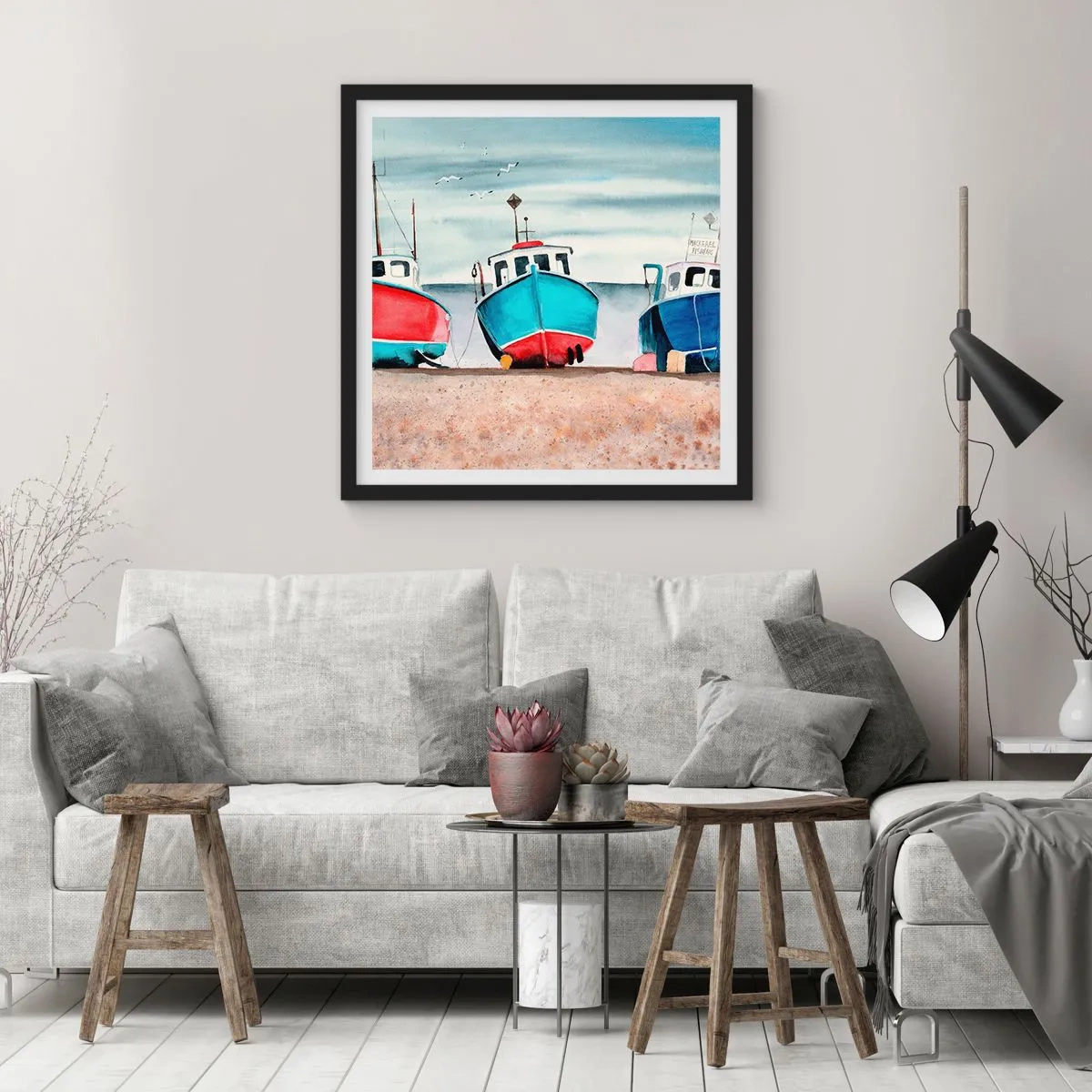 Plagát v čiernom ráme - Pripravené na úlovok - 40x40 cm