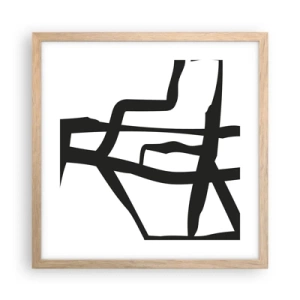 Plagát v ráme zo svetlého duba - Čiernobiela konštrukcia - 40x40 cm